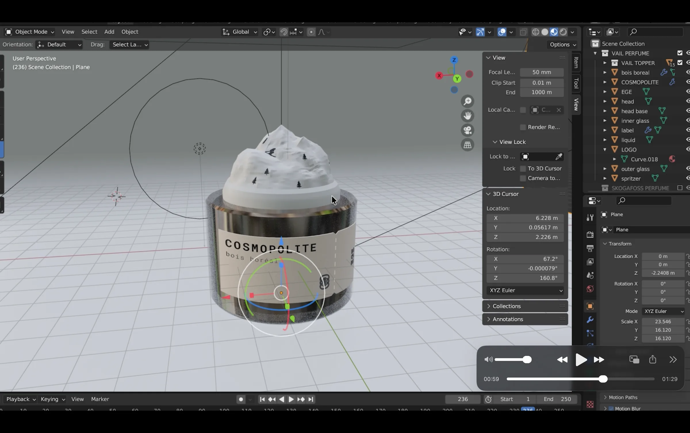 Blender modeling process still 7 of the fragrance bottle
