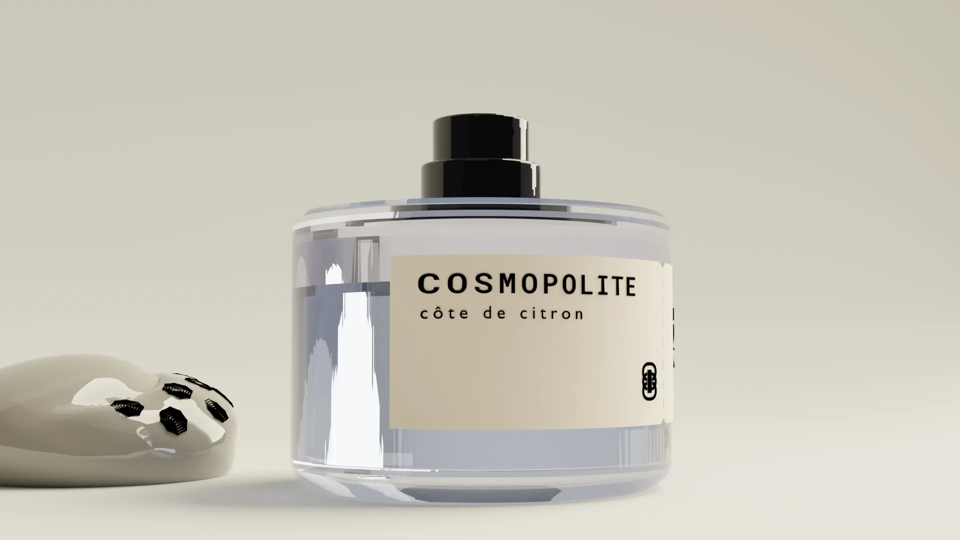 C&ocirc;te de Citron fragrance bottle with pebble-shaped cap, view 2