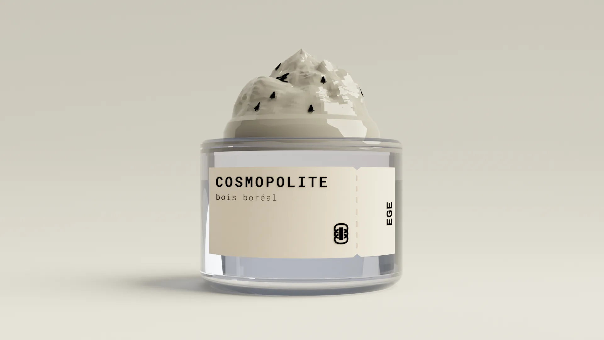 Bois Bor&eacute;al fragrance bottle with mountain-shaped cap, view 1