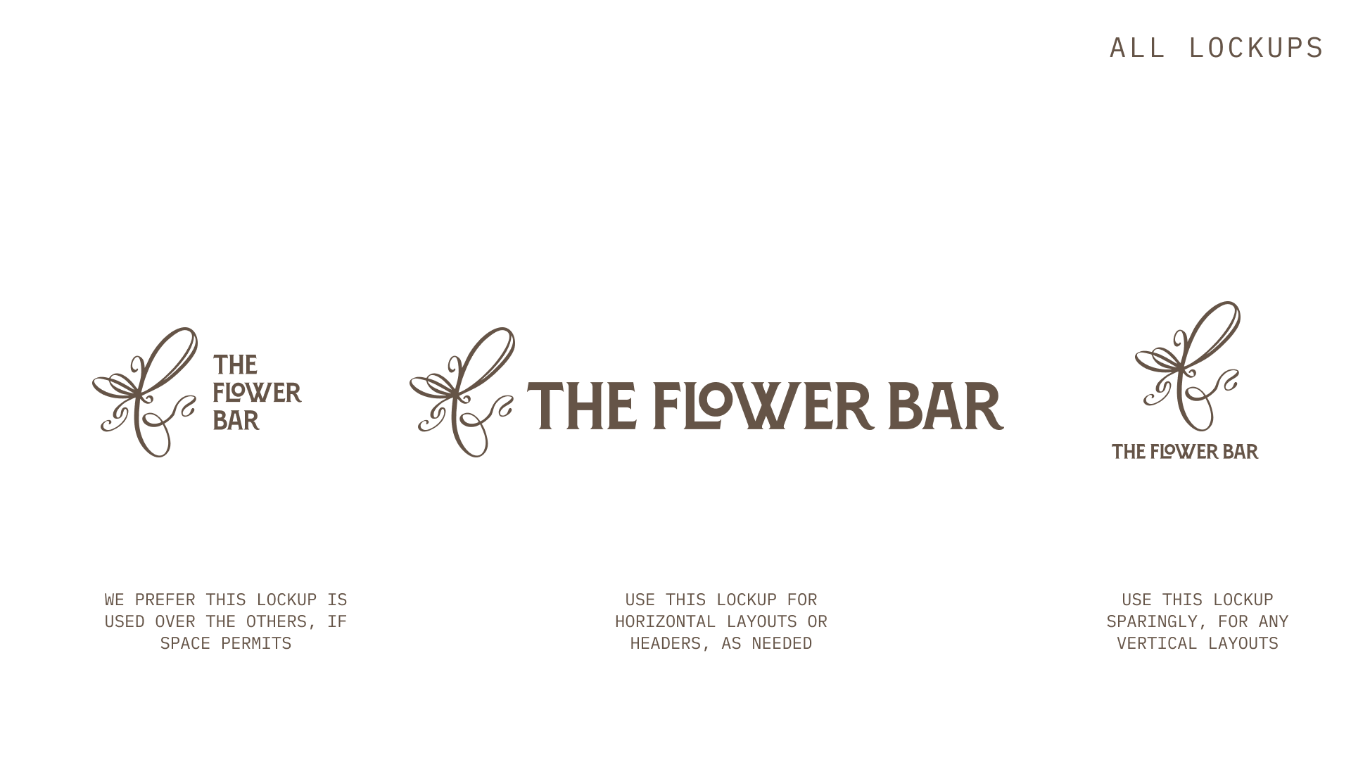 All Flower Bar logo lockup variations shown together