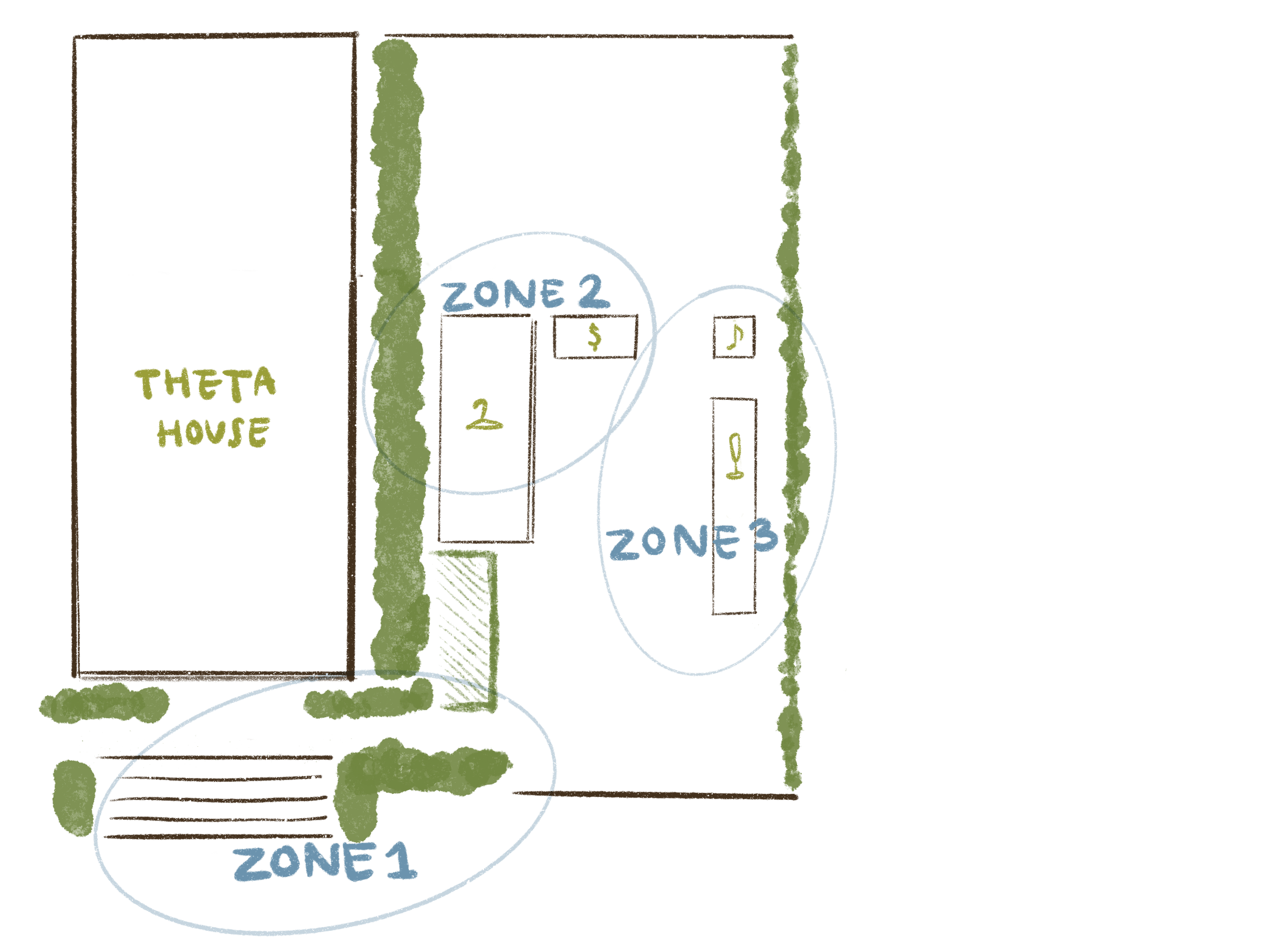 Original zone-by-zone floor plan sketch