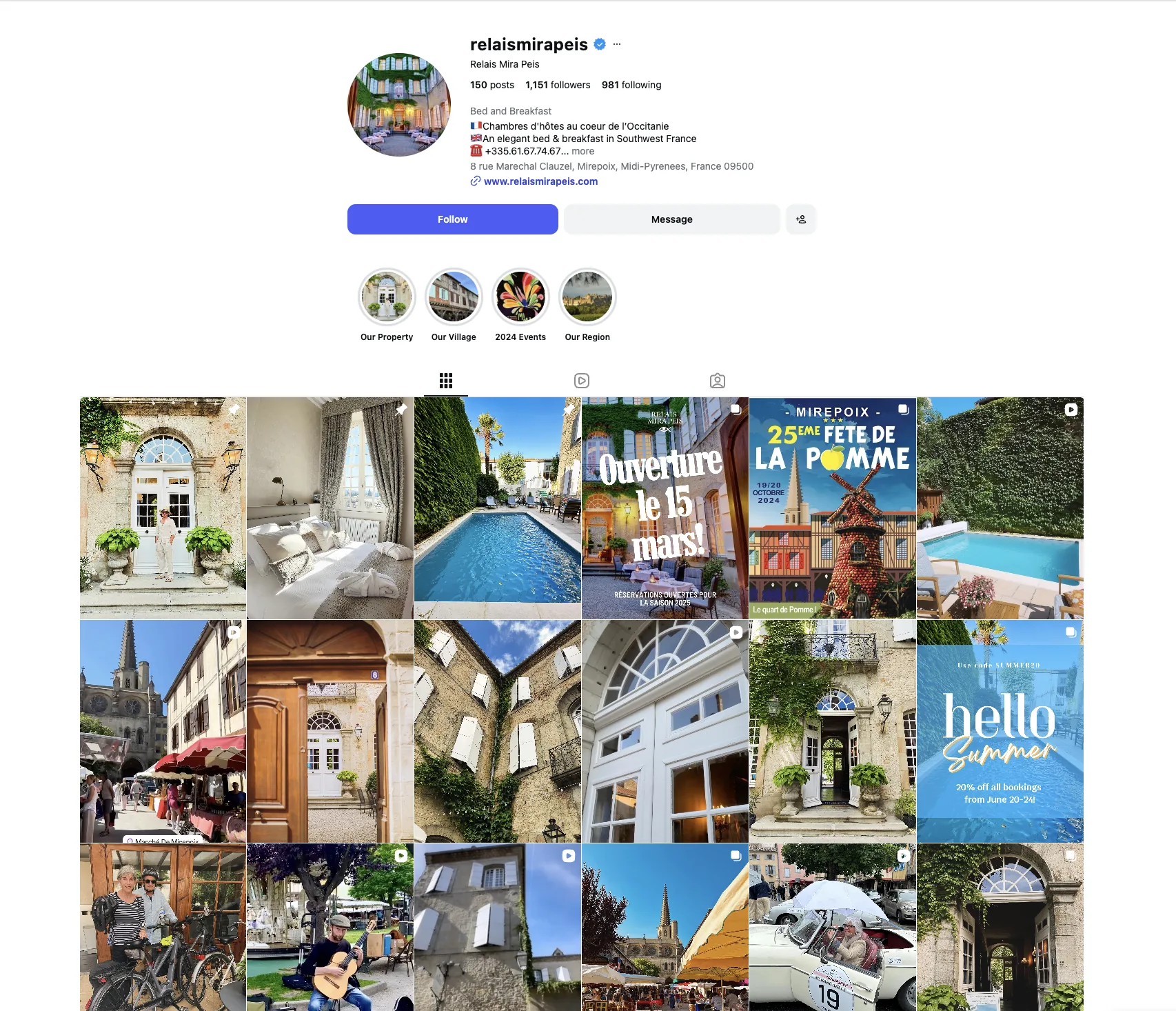 Original Relais Mira Peis Instagram grid