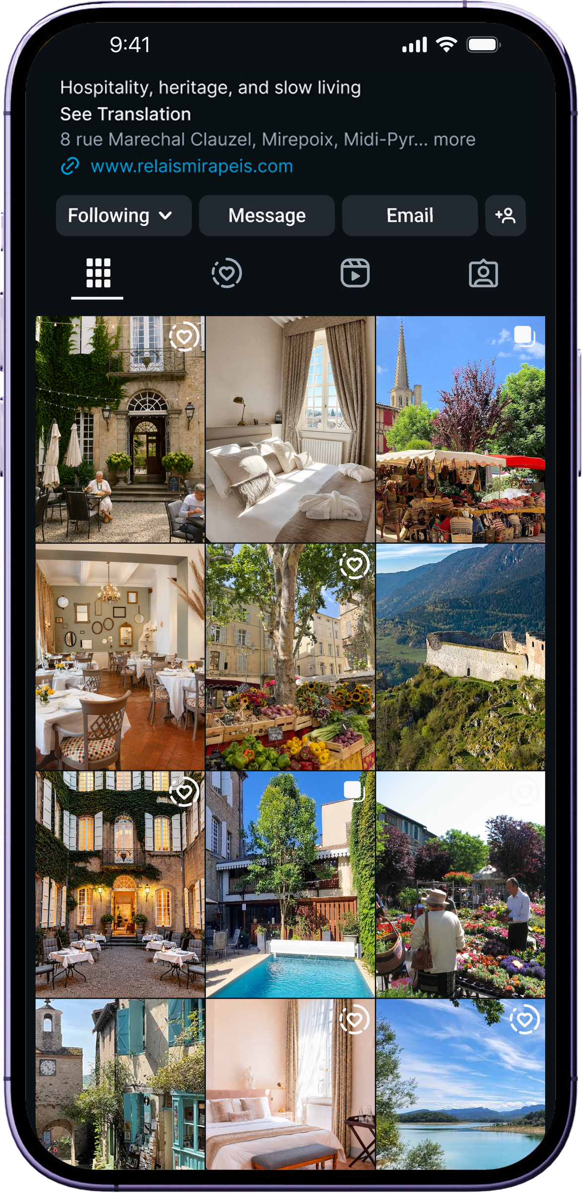 Rebranded Relais Mira Peis Instagram profile